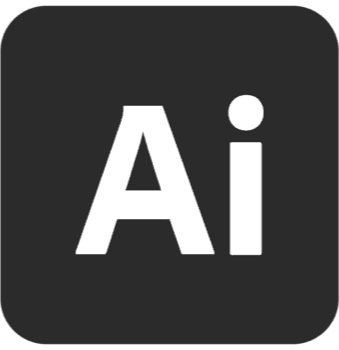 Adobe Illustrator logo with white 'Ai' on a black rounded square background.