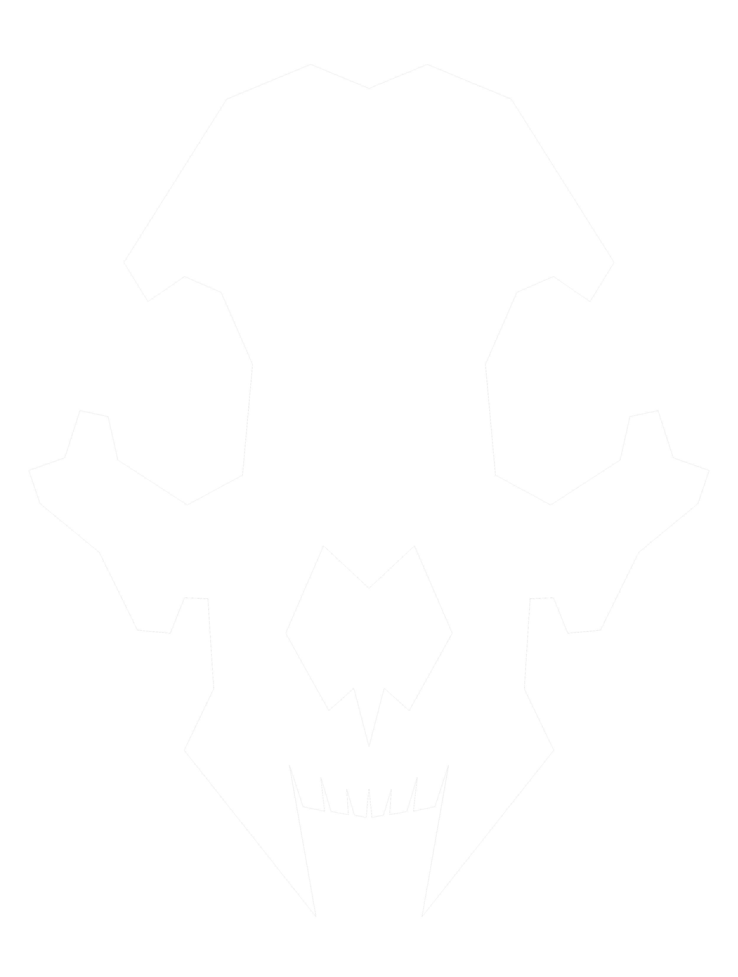 Black and white stylized skull illustration.