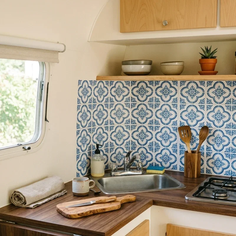 Travel Trailer RV Backsplash Ideas