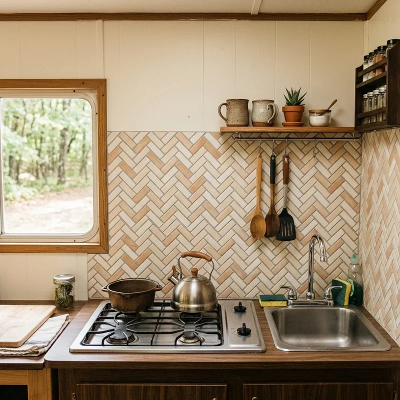 15 Travel Trailer RV Backsplash Ideas to Upgrade Your Kitchen