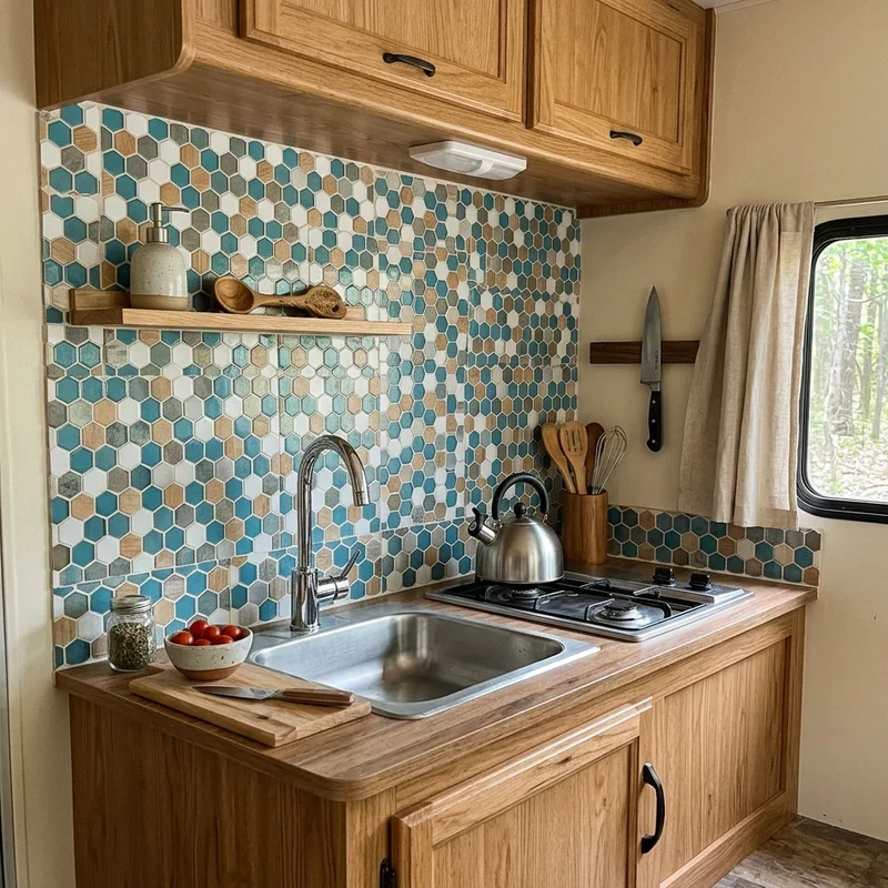 Travel Trailer RV Backsplash Ideas