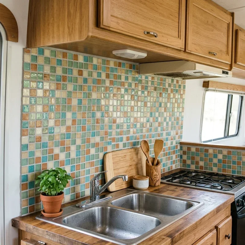 Travel Trailer RV Backsplash Ideas