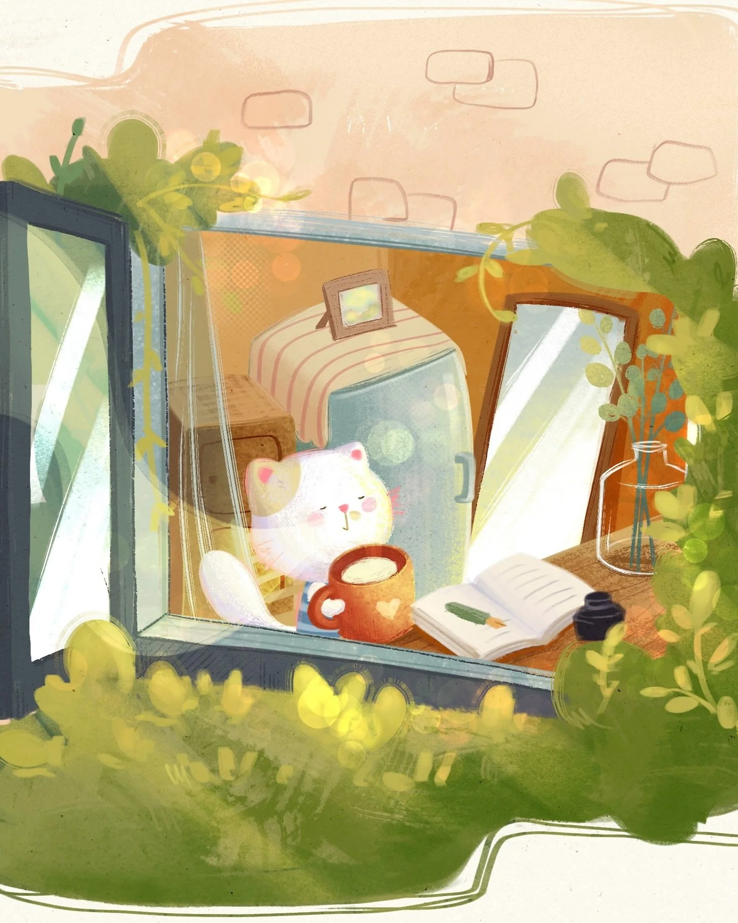 Choosing a calmer pace, and letting my art breathe again 🌱

&mdash;

#slowdayswithjade #meo #illustration #slowdays #slowlife #catillustration #slowmorning #slowmornings #slowart #slowmoments #slowmoments #calmart #calmingart #warmmorning #artistsg 