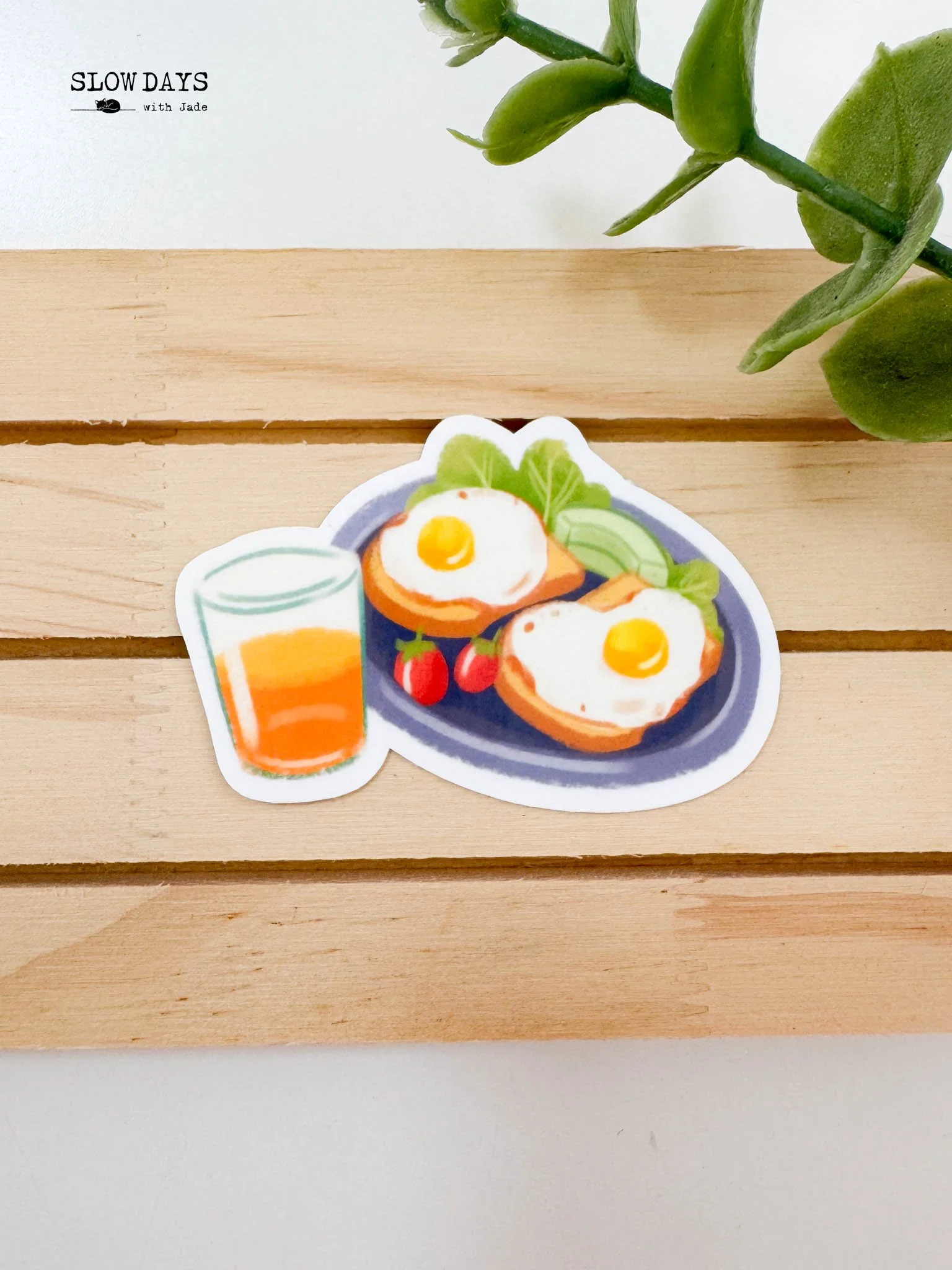 Morning Breakfast Sticker - Cute Food Illustration | Waterproof Vinyl | 6cm