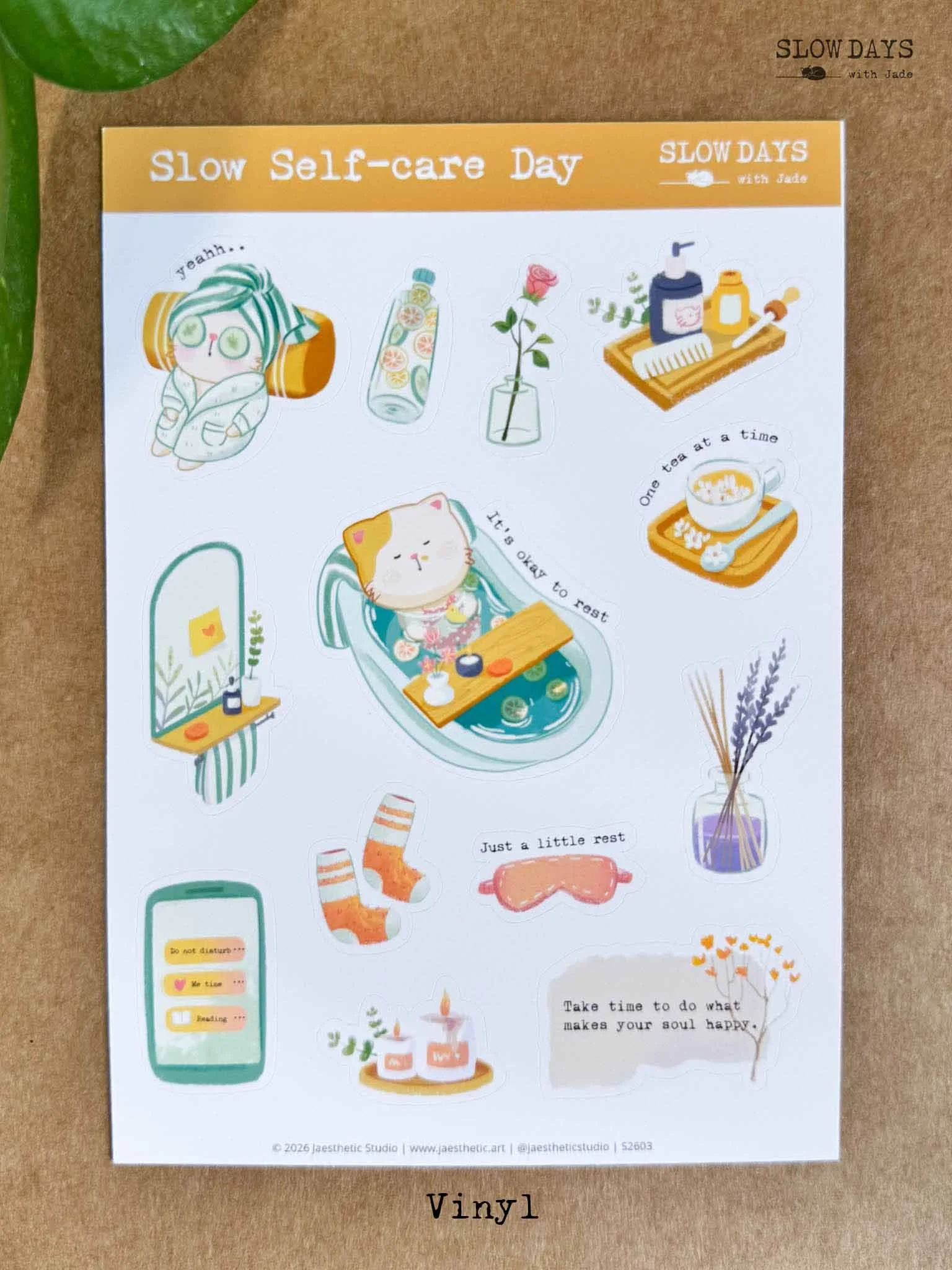 Slow Self Care Day Sticker Sheet | Vinyl & Washi