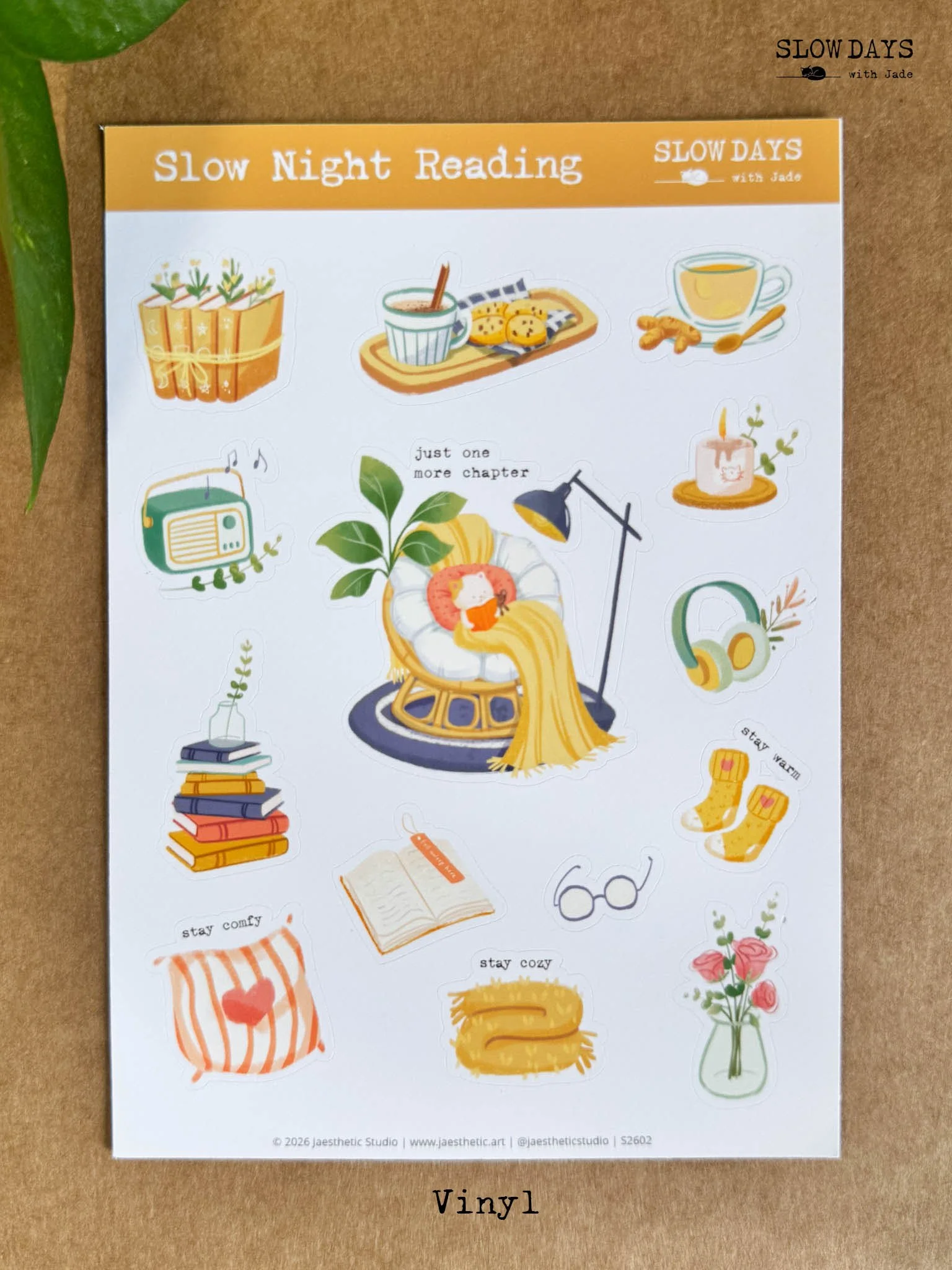 Slow Night Reading Sticker Sheet | Vinyl & Washi
