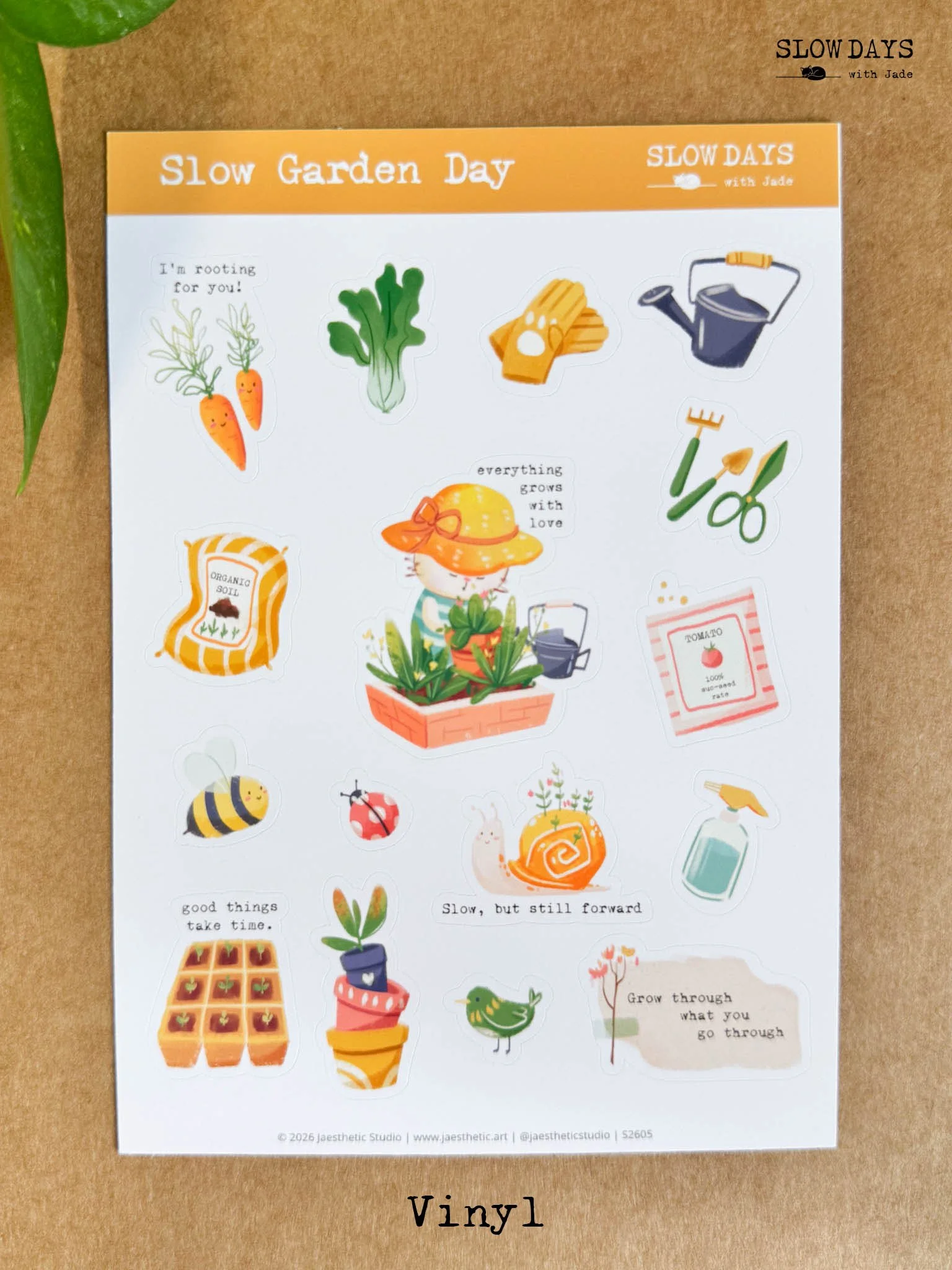 Slow Garden Day Sticker Sheet | Vinyl & Washi