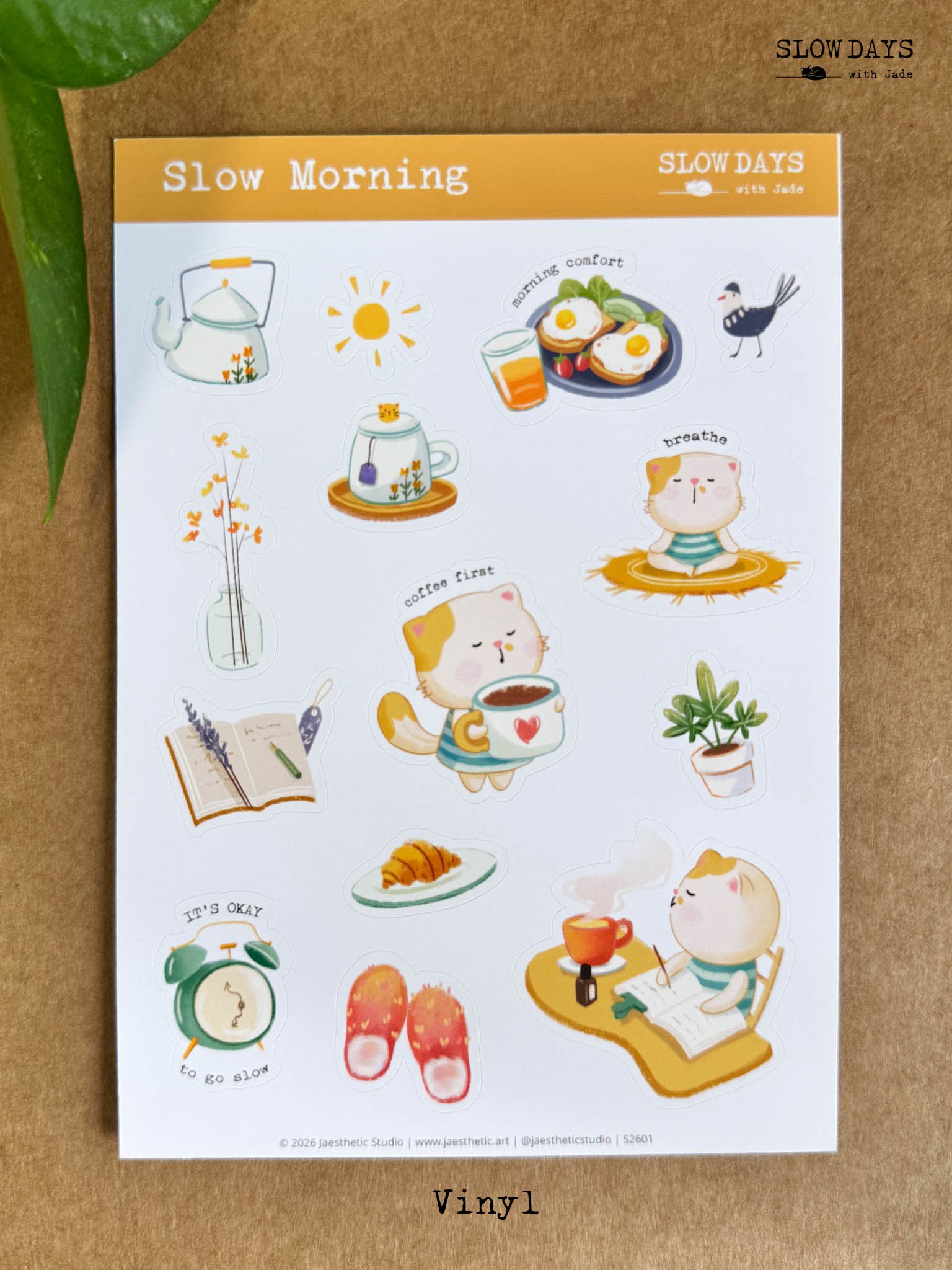 Slow Morning Sticker Sheet | Vinyl & Washi