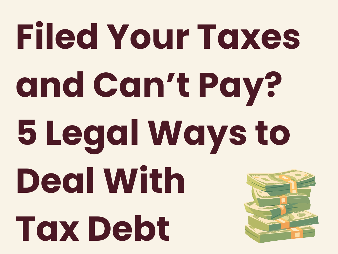Filed Your Taxes and Can’t Pay? 5 Legal Ways to Deal With Tax Debt