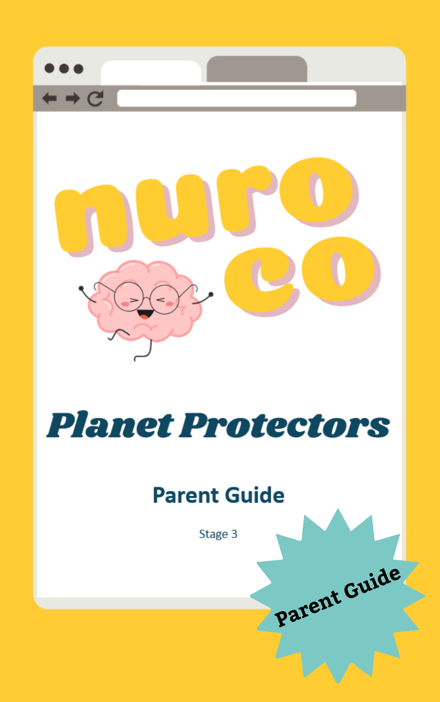 planet protectors parent guide cover page - nuro co logo and title