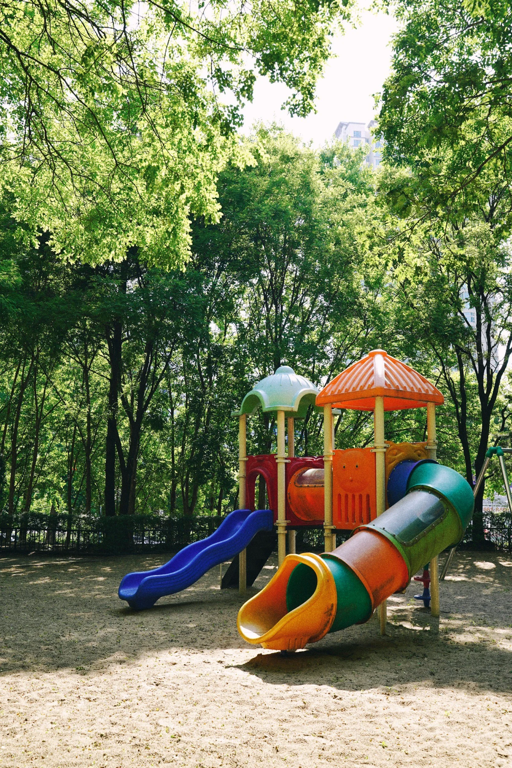 playground equipment with bush background