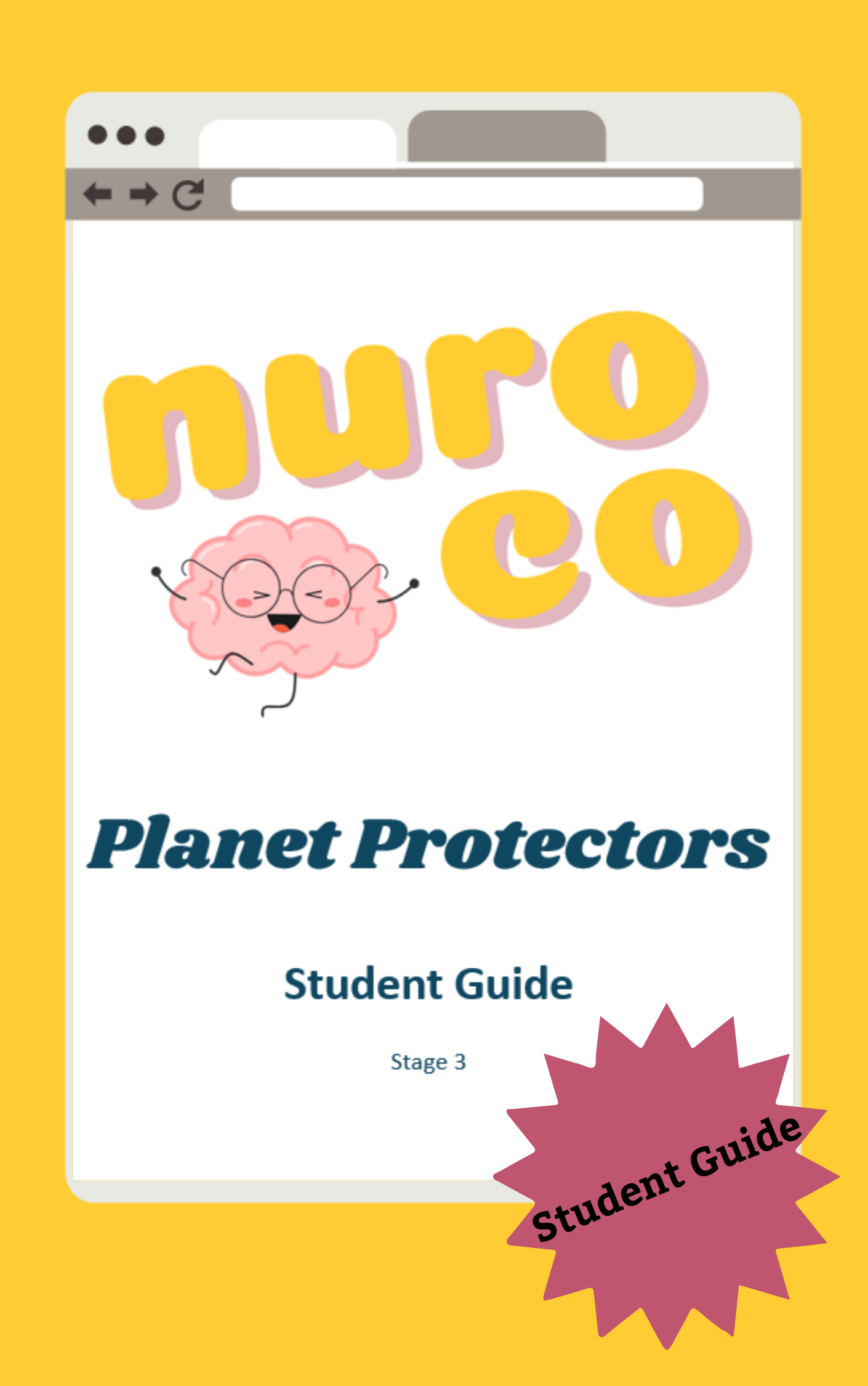 nuro co logo on white background followed by heading planet protectors student guide stage 3