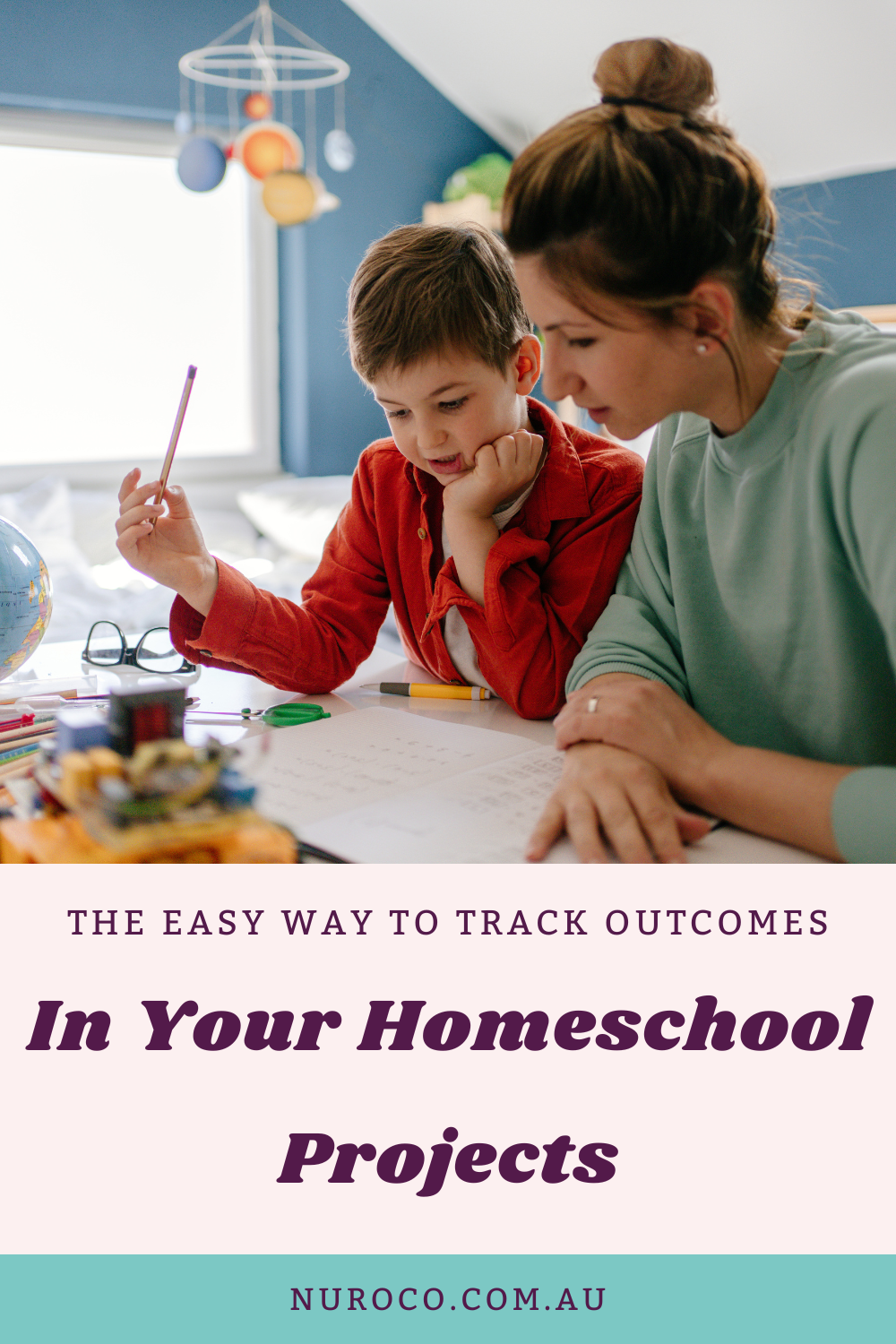 a parent and child discuss a project