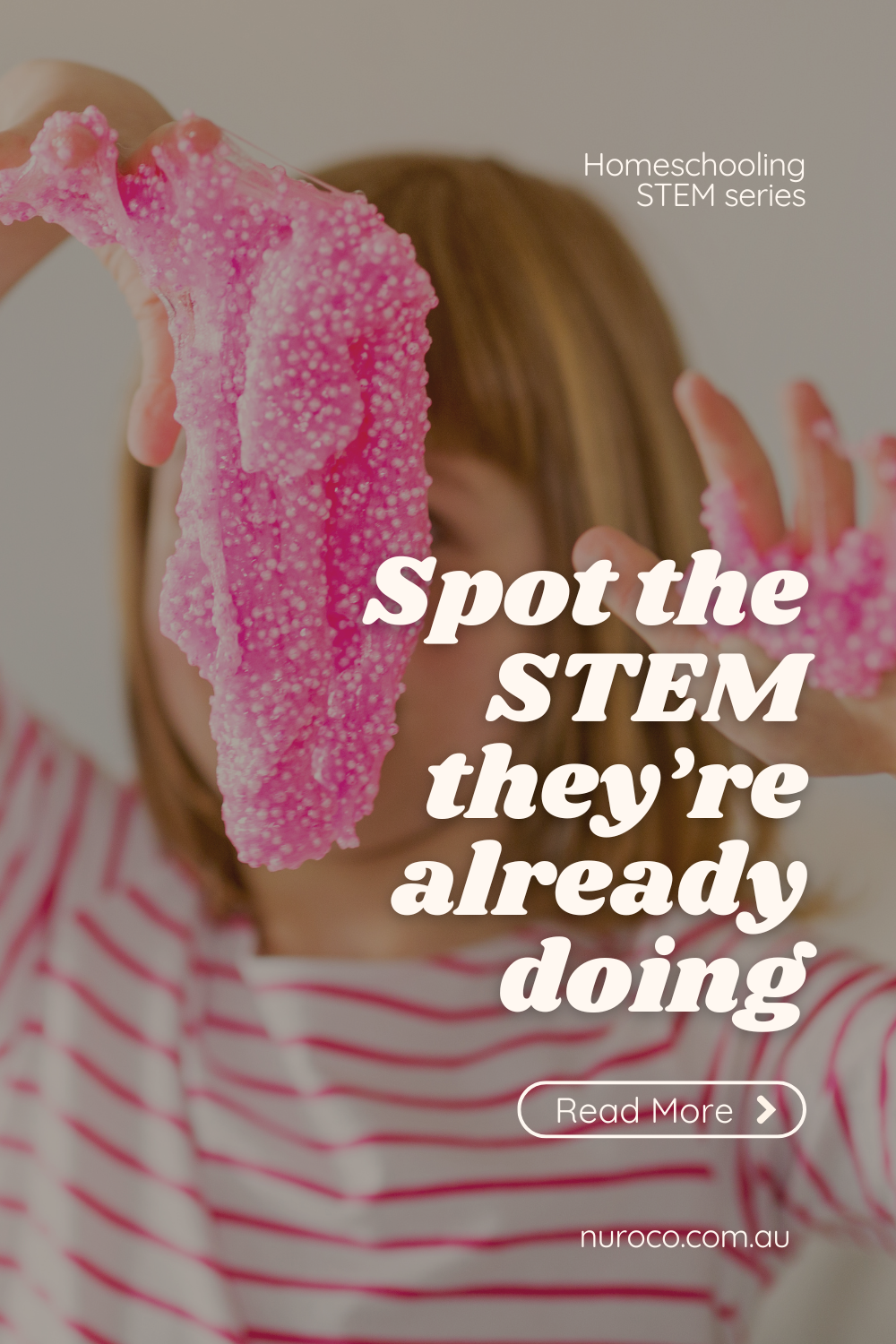 image reads spot the stem they're already doing. in the background is a child playing with slime