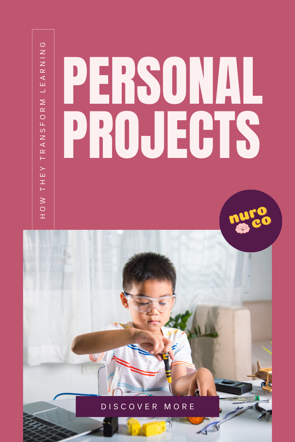 a child tinkers at a desk