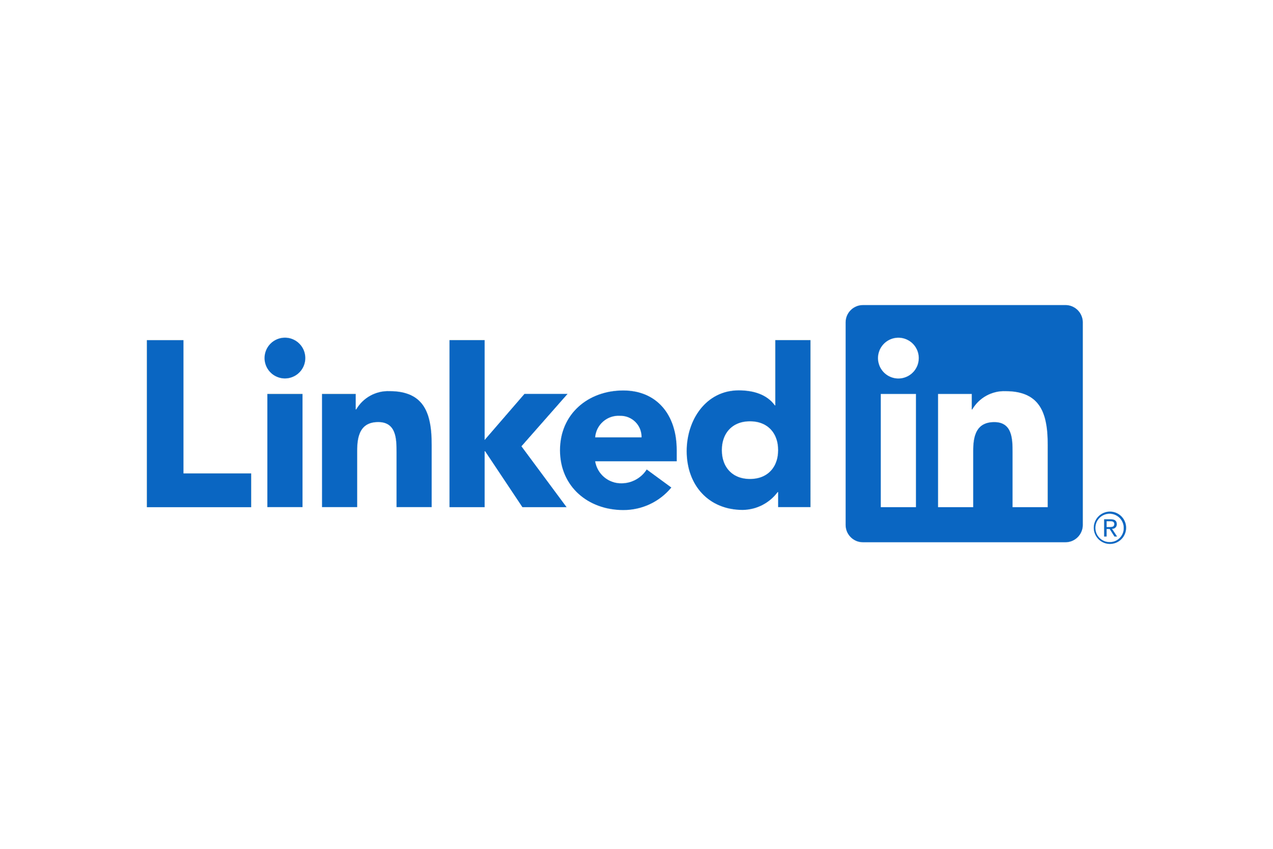 LinkedIn logo with blue text and square outline