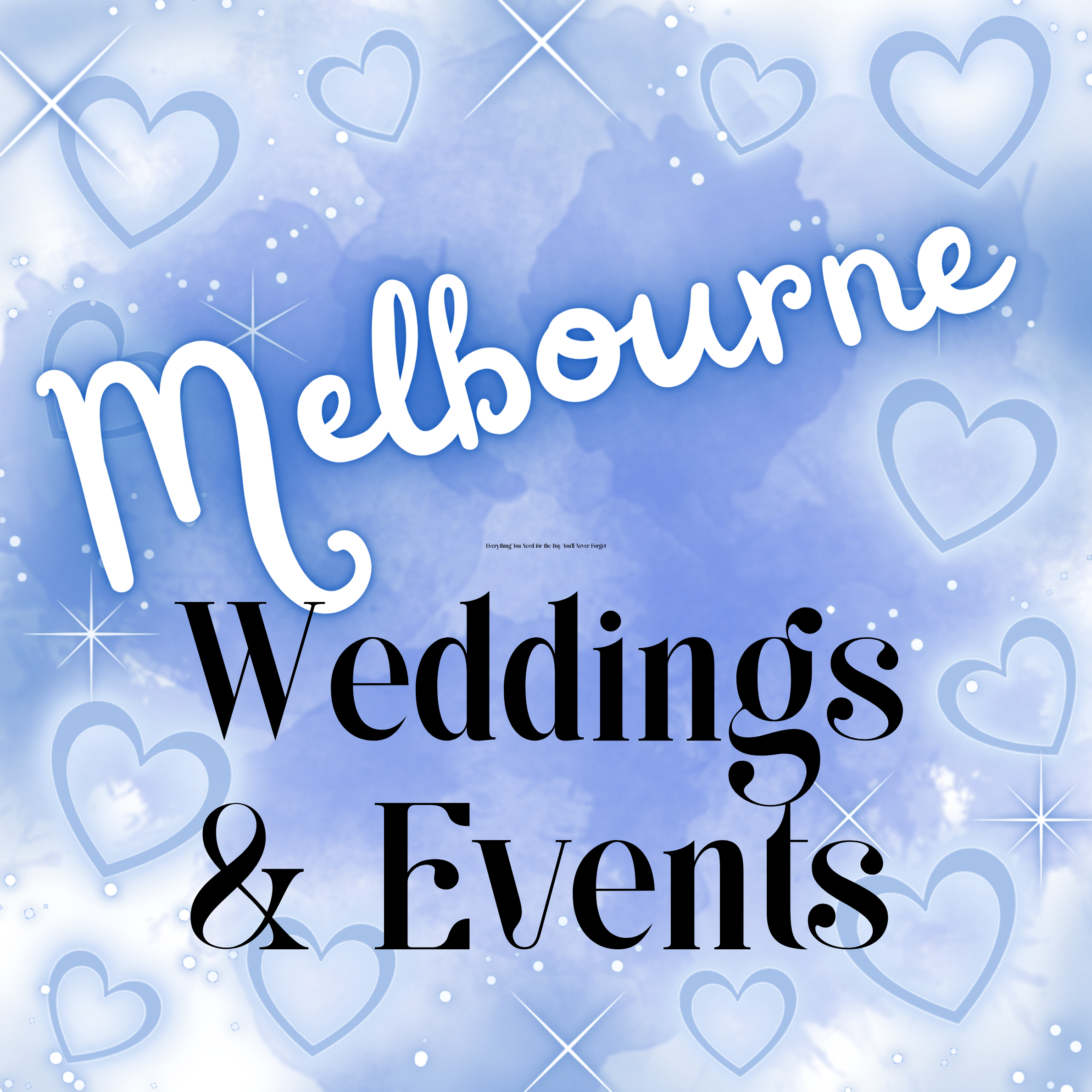 A blue background with white and lighter blue hearts and stars, with the text 'Merry Christmas & Happy New Year' in white and black font.