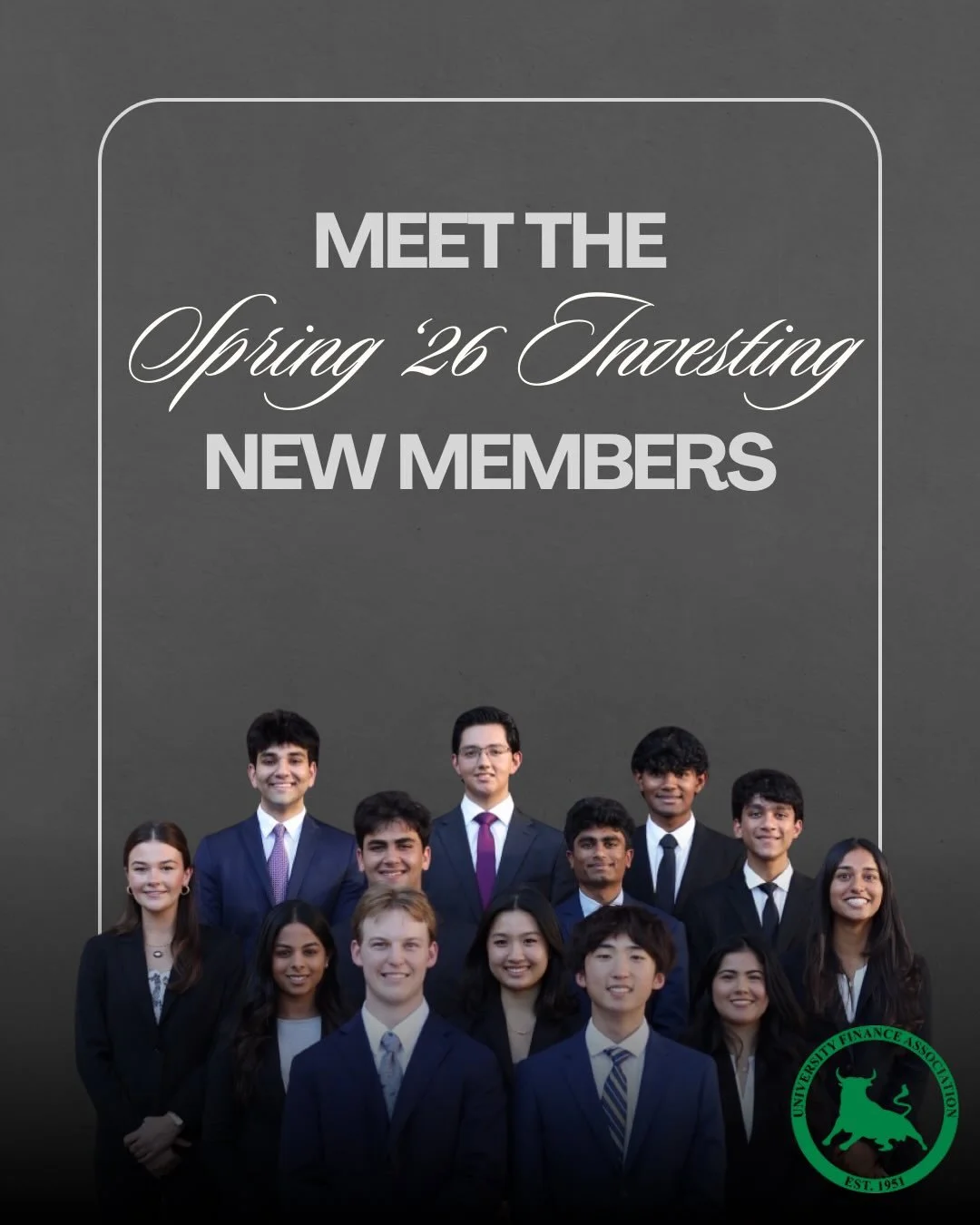 Meet the Spring &lsquo;26 Investment Team new members! 🎉🎉 We&rsquo;re super excited to have them on the team and are looking forward to an incredible semester ahead!