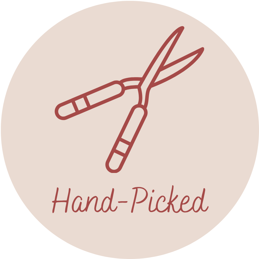 Illustration of two hand-tied fishing lures with the text 'Hand-Picked' below