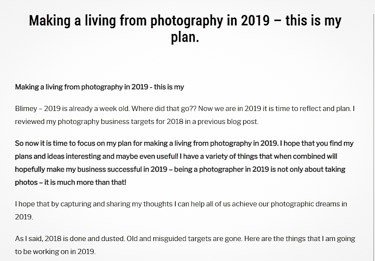Making a living from photography in 2019 - this is my plan.