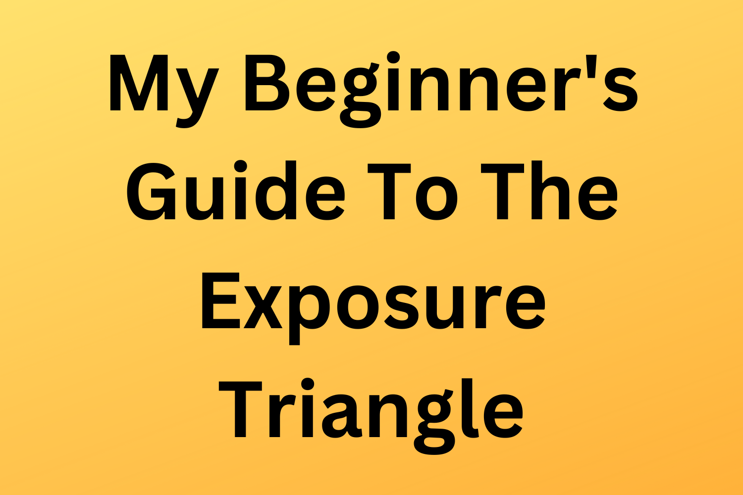 My Beginner's Guide To The Exposure Triangle