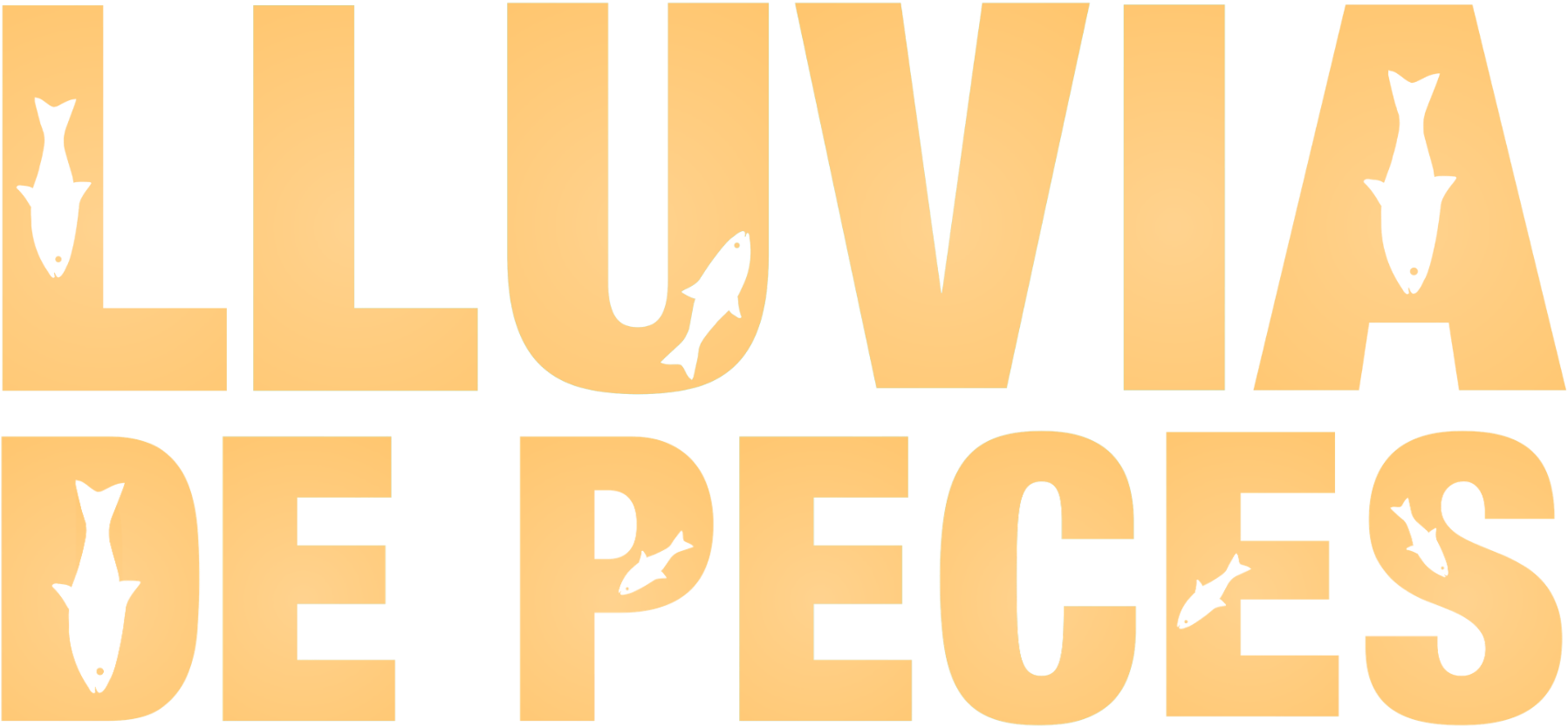 The logo for "Lluvia De Peces" in large, stylized beige and yellow font.
