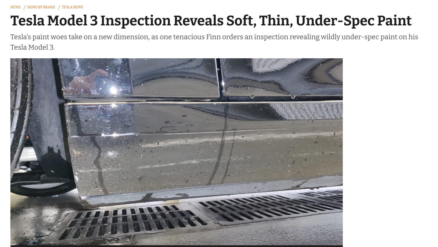 Recent findings show Tesla and similar EV brands consistently have soft, thin and under-spec paint from the factory supporting the need to have these vehicles protected aftermarket with Ceramic Coatings and PPF film.