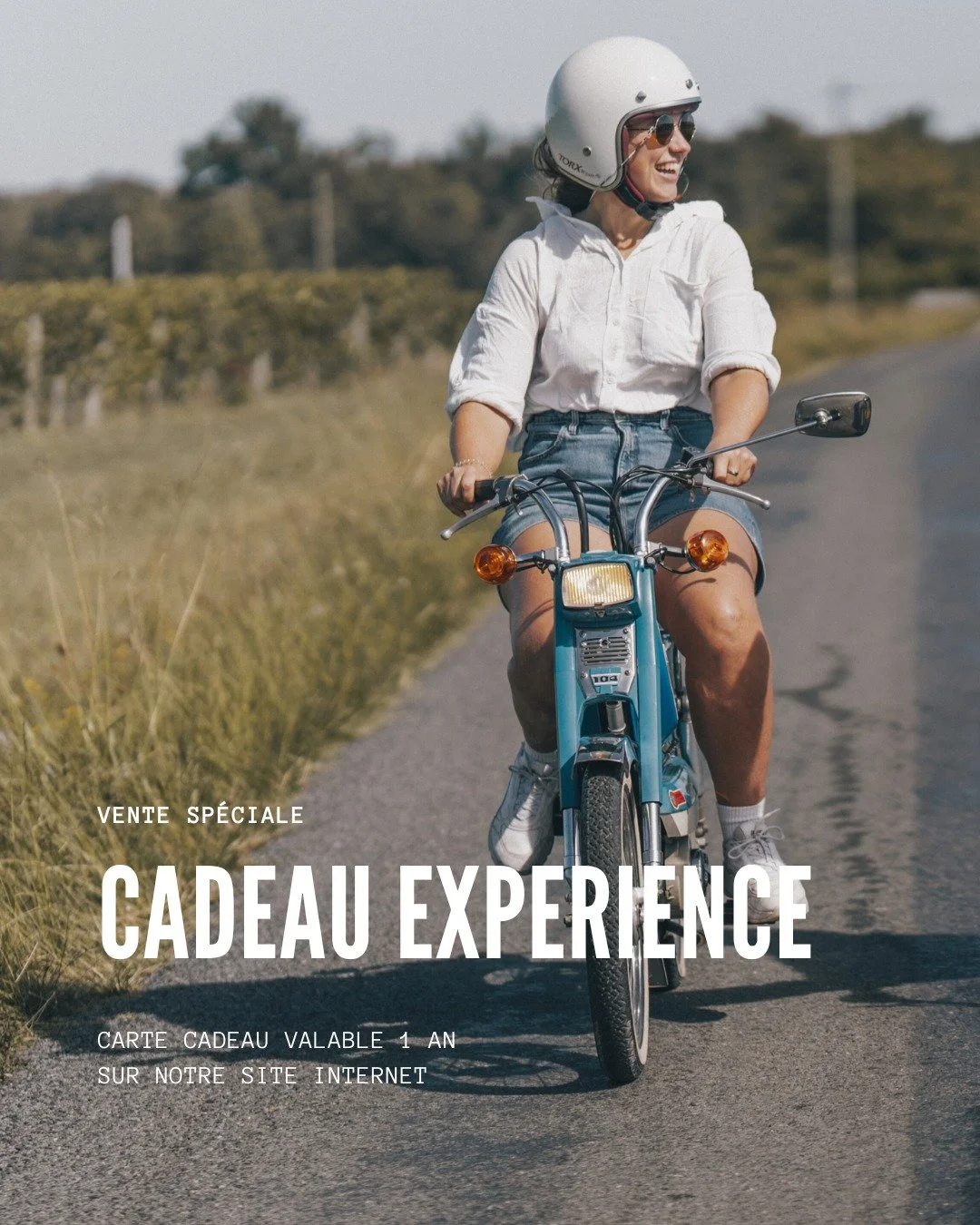 Une carte cadeau qui p&eacute;tarade 🧨. 
Offrez une balade &agrave; mobylette dans Saint-Emilion, une exp&eacute;rience singuli&egrave;re guid&eacute;e par des passionn&eacute;s.