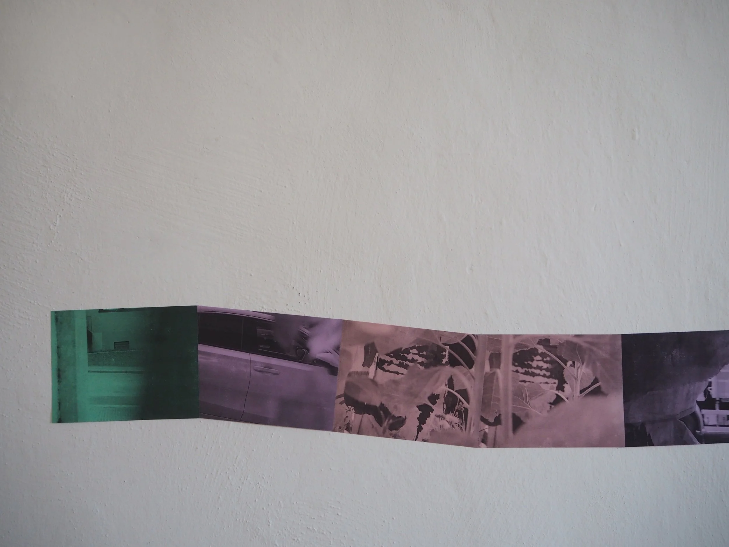 Photographs, black and white print on coloured paper