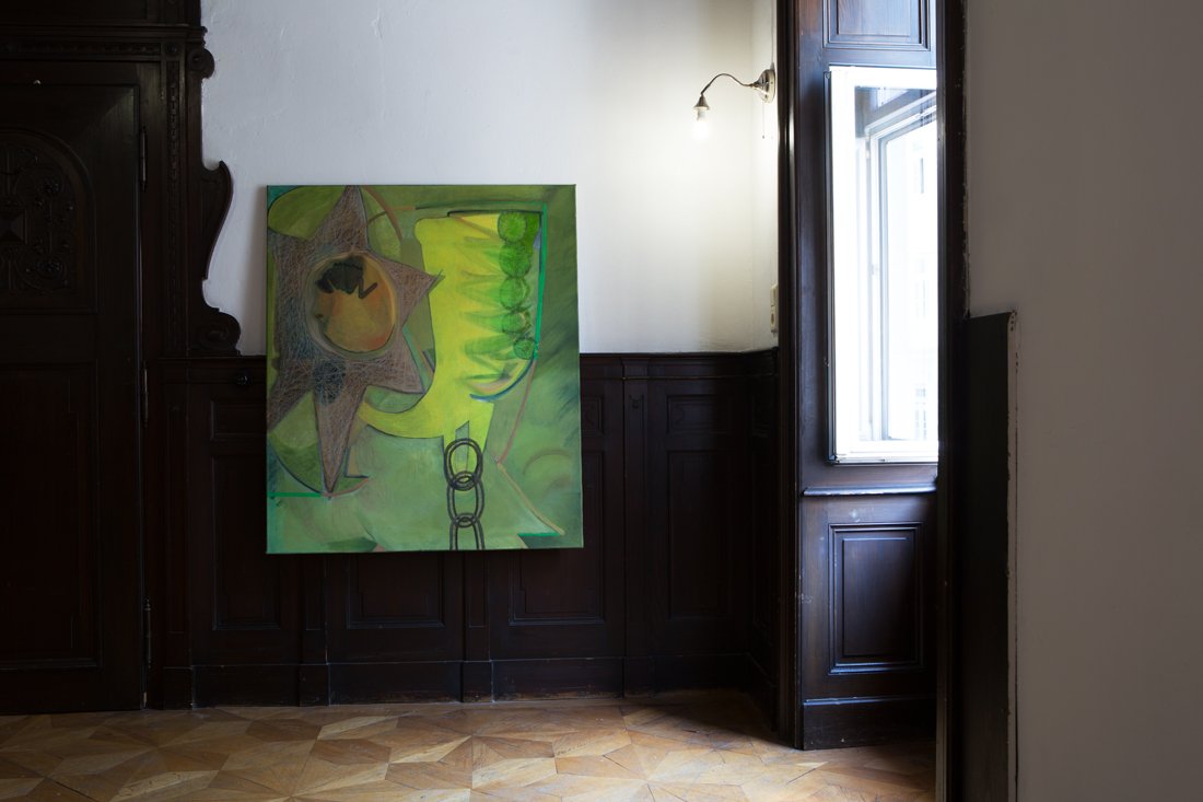 Departure with Carry, 125x105 cm, oil on jute, 2018