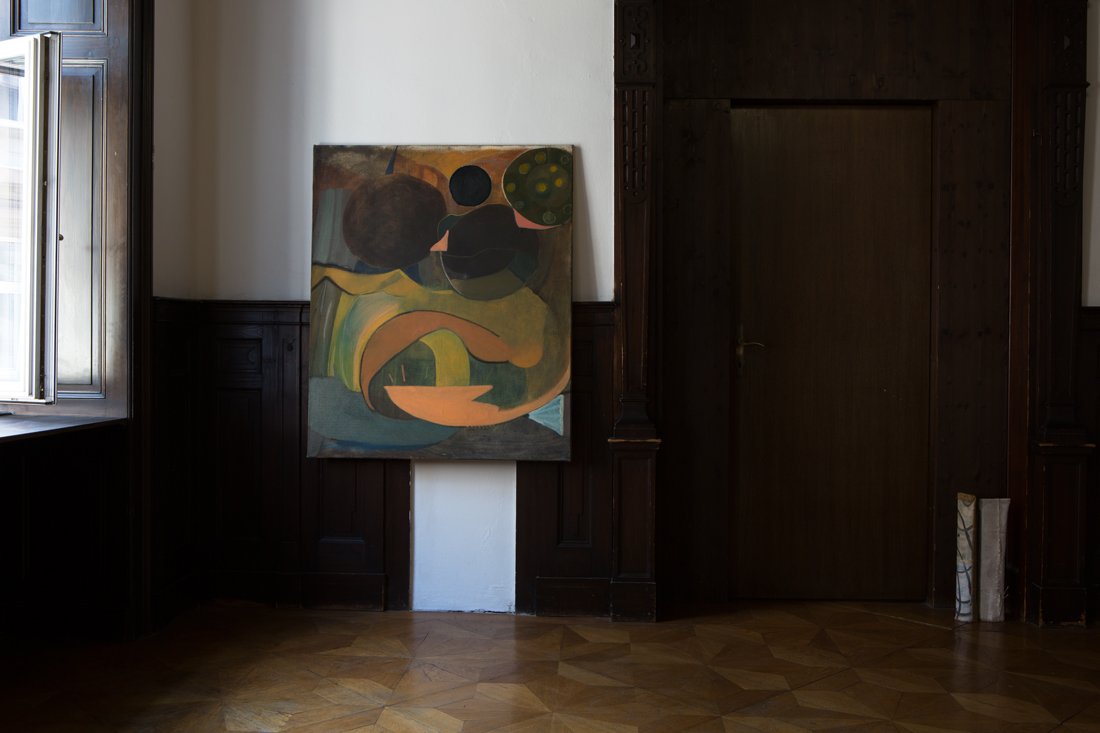 Allrounder on hold, 120x100 cm, oil on jute, 2018