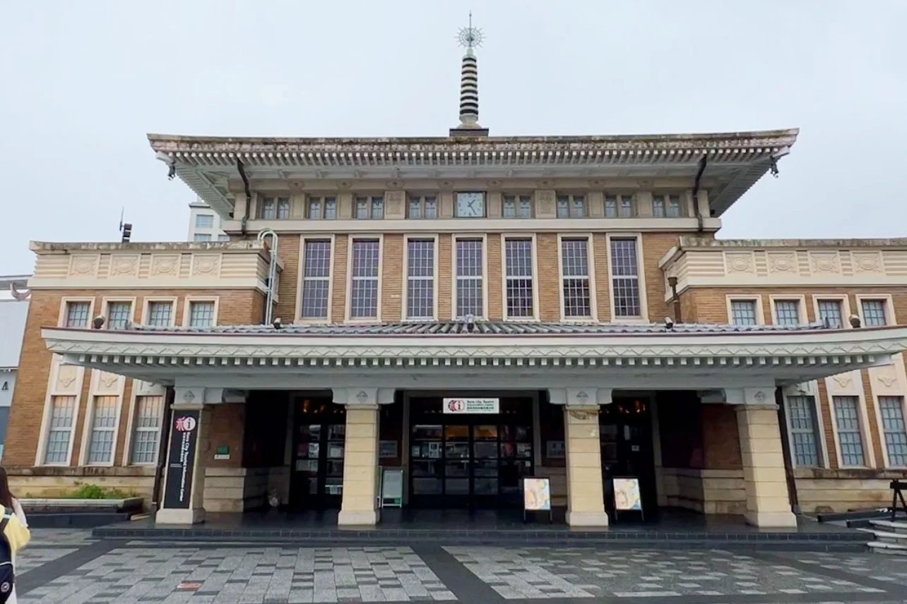 Old JR Nara Station: A historic building with traditional Japanese architectural features, including a curved roof, multiple windows, and a central clock.
