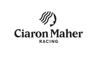 Ciaran Maher Racing logo with a stylized profile of a woman’s face and hair.