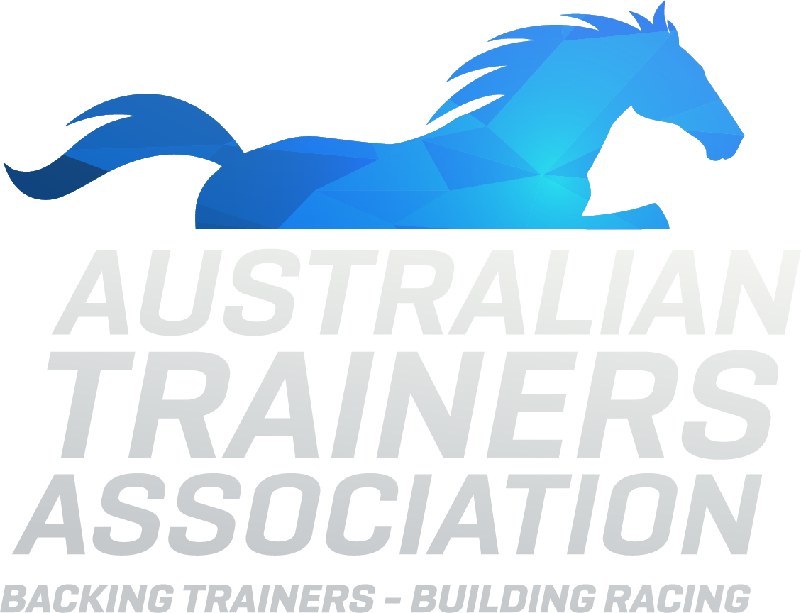 Blue digital illustration of a jumping horse with geometric shapes, above a white placeholder for text.