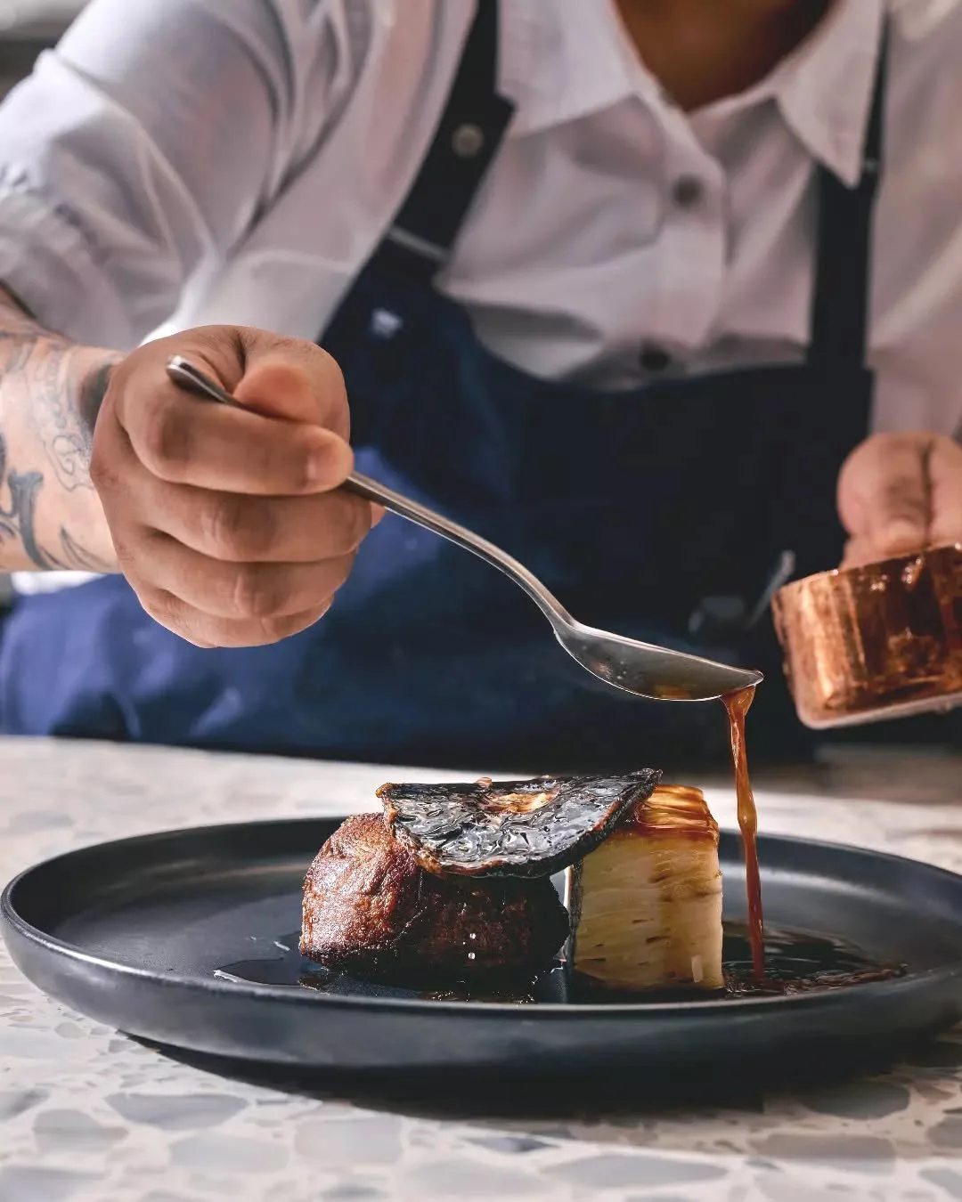 Tender, golden, and deeply satisfying.

Our grilled aged beef tenderloin is served with duck fat potato pav&eacute;, caramelised onion, duxelles and rosemary jus.

Now on the menu at Fern.