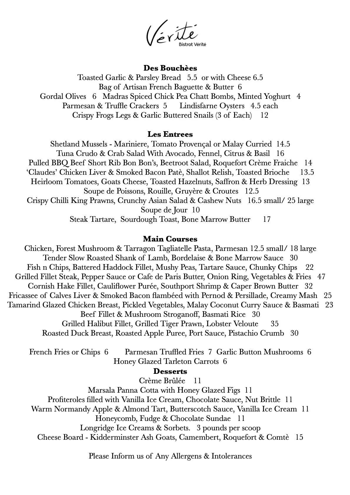 Menu - 1st September