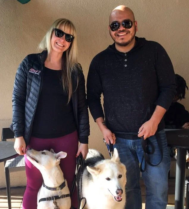 Ollie, his dog Dante, and his clients,.