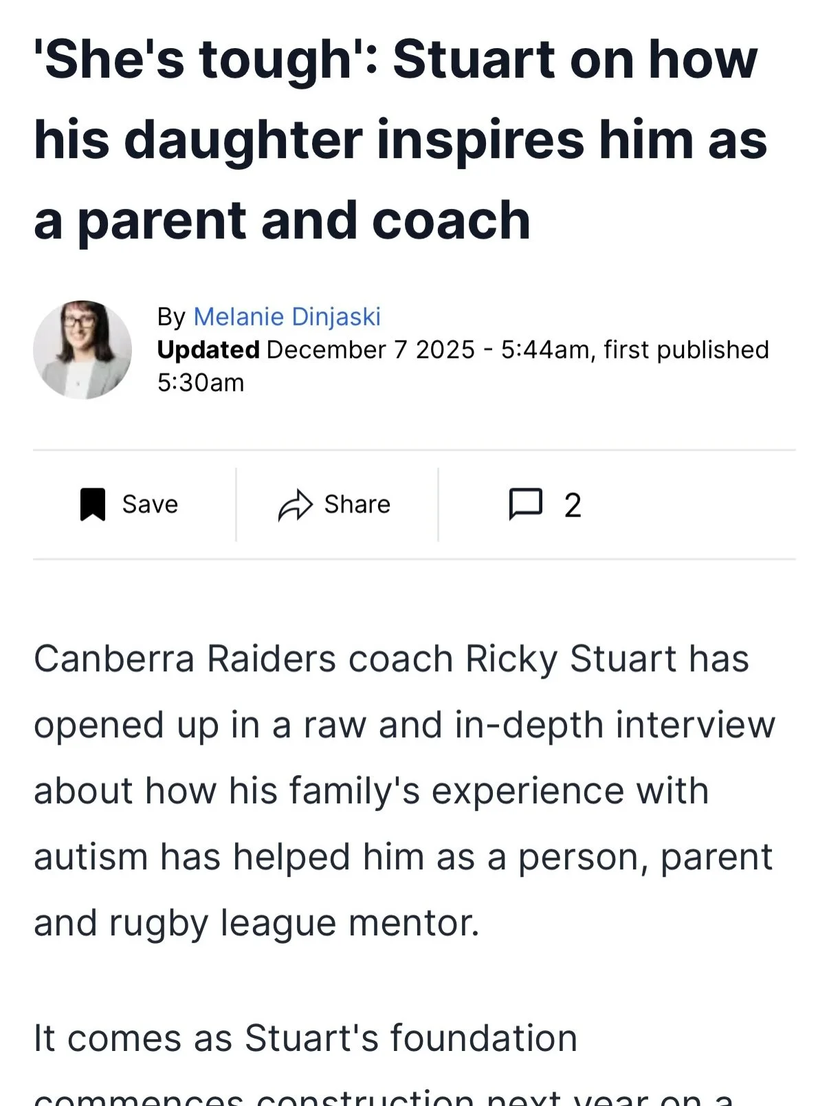 Feeling incredibly grateful 💕🙏

The Canberra Times mentioned my interview with Ricky Stuart in today&rsquo;s paper.

Moments like this remind me why I started: real stories, real people, real connection. 🍷✨

@canberratimes 
@rickystuartfoundation
