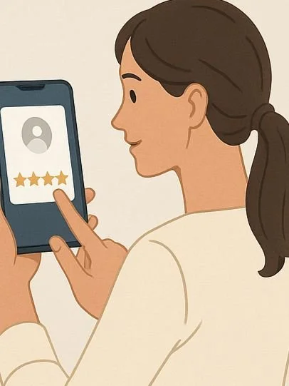 Customer leaving a review on phone - Swify Cleaning Los Angeles