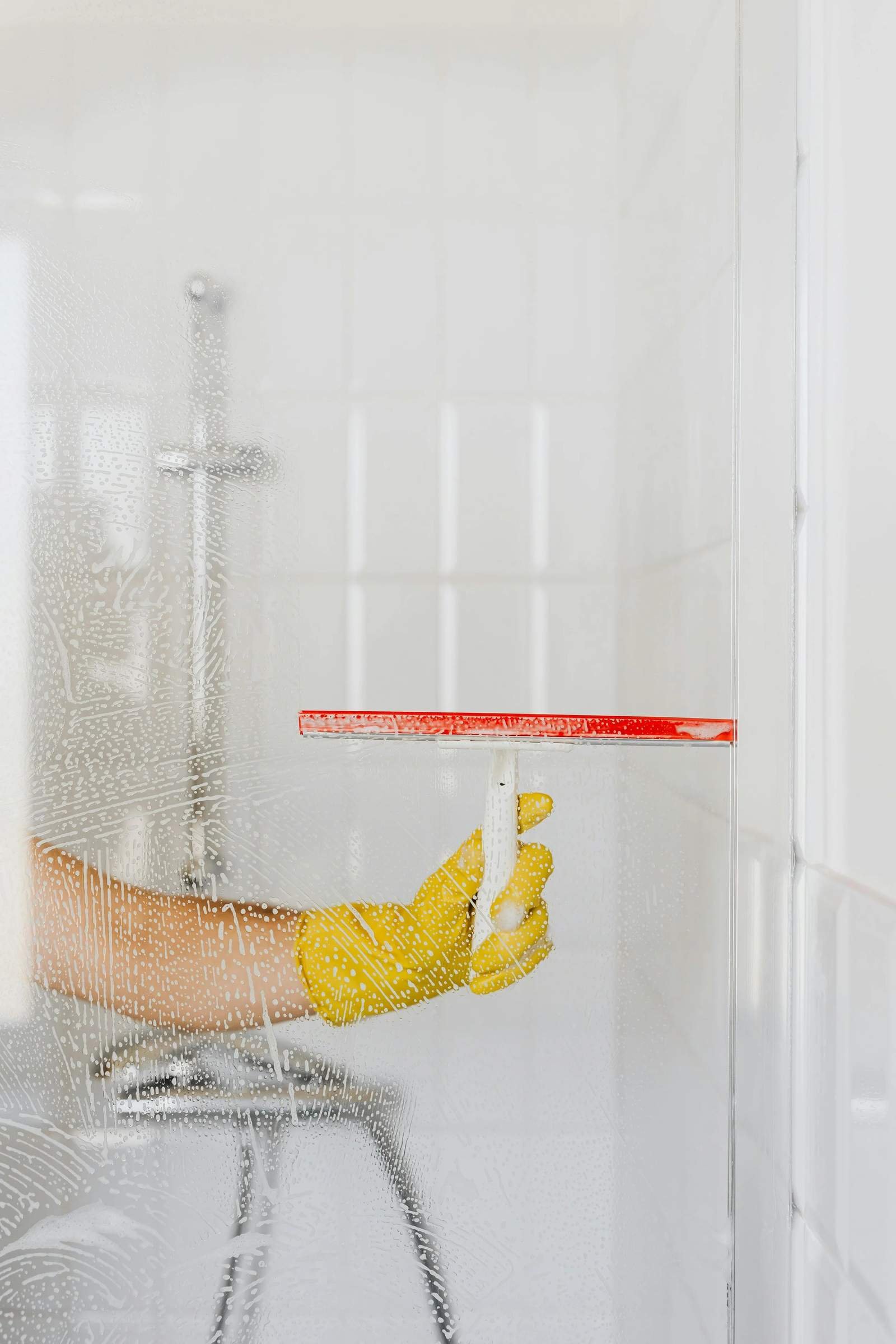 Squeegee on shower glass - Swify Cleaning Los Angeles