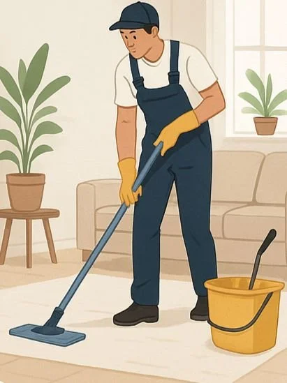 Cleaner mopping the floor - Swify Cleaning Los Angeles