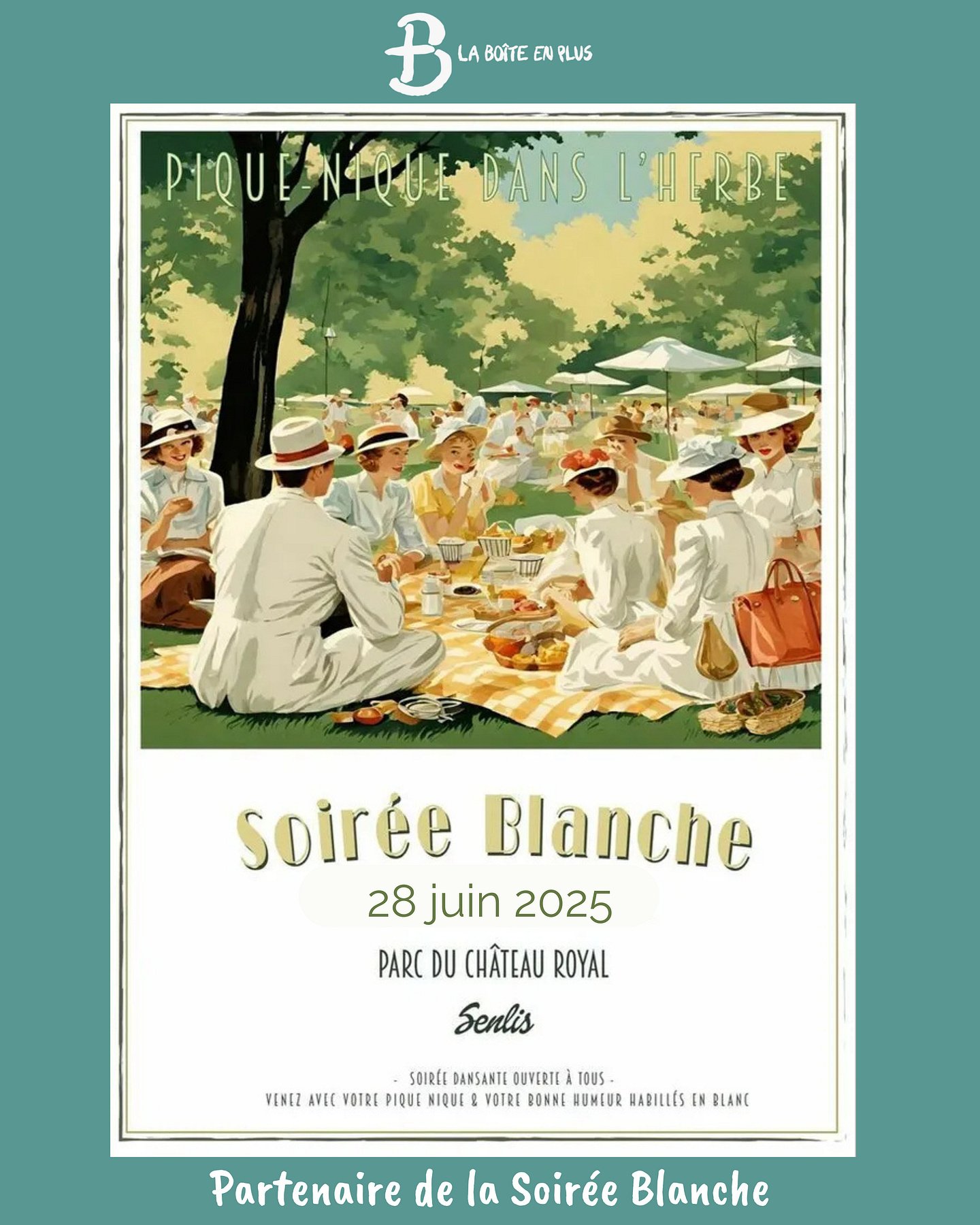 La Soir&eacute;e Blanche revient cet &eacute;t&eacute; 2025 🤍 et La Bo&icirc;te en Plus est ravie d&rsquo;&ecirc;tre partenaire de cette belle soir&eacute;e sous les &eacute;toiles, en soutien &agrave; l&rsquo;association @la_sauvegarde_de_senlis ✨
