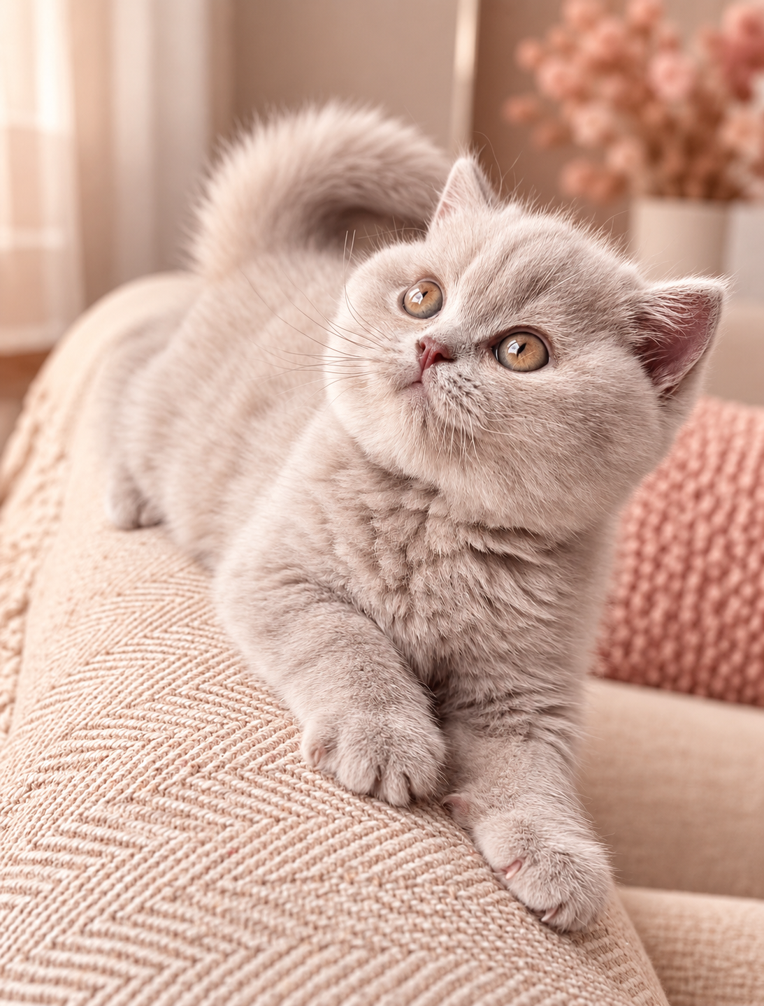 Curious Kitten on a Cozy Sofa