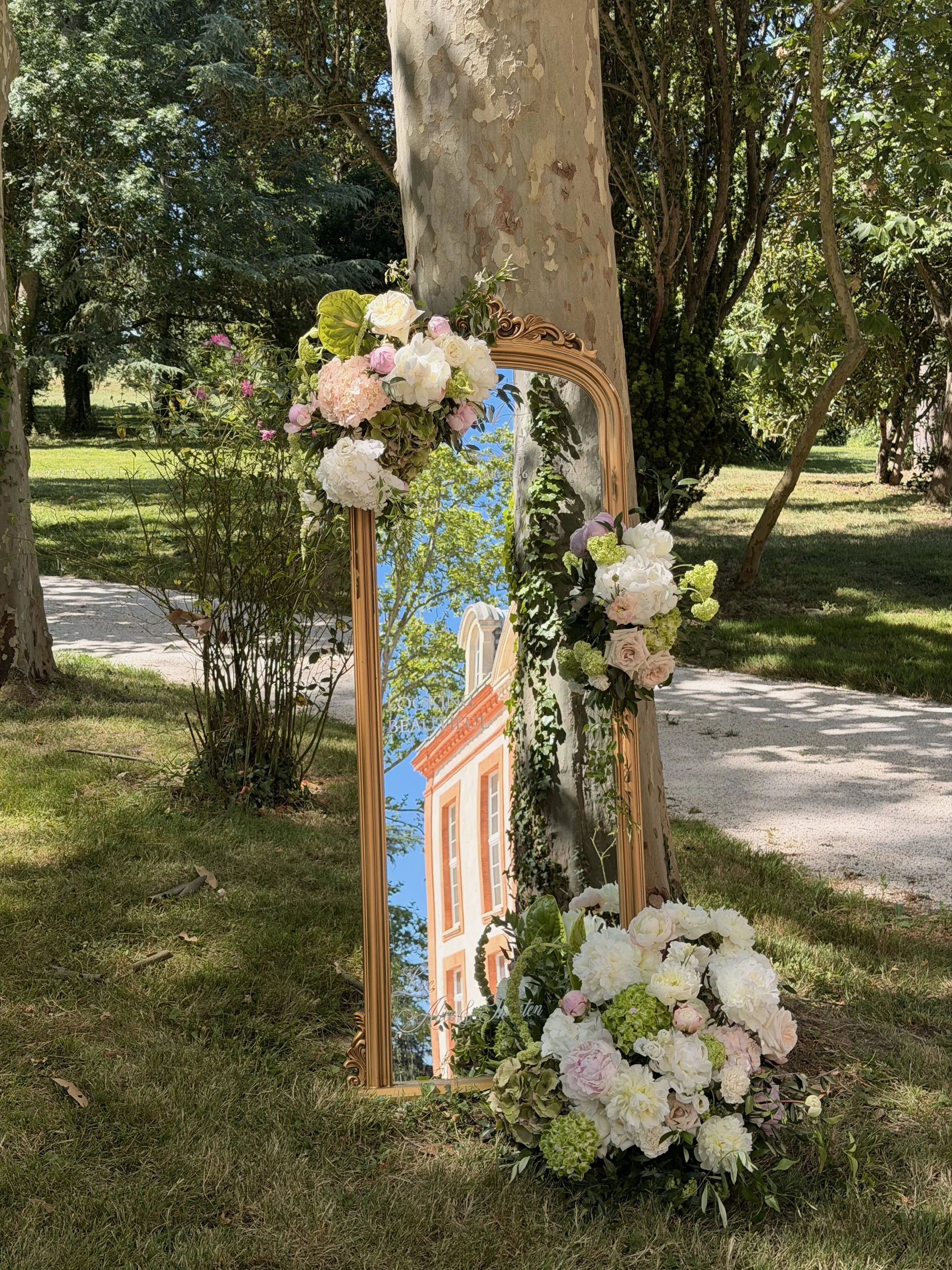 Wedding Floral Installation - mirror florals