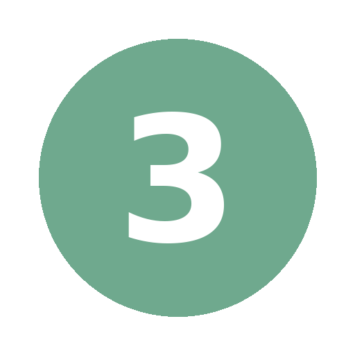 Green circle with the number 3 in white.