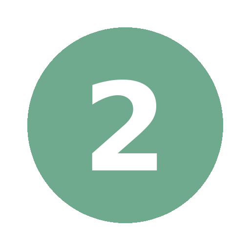 Green circle with the number two in white text inside