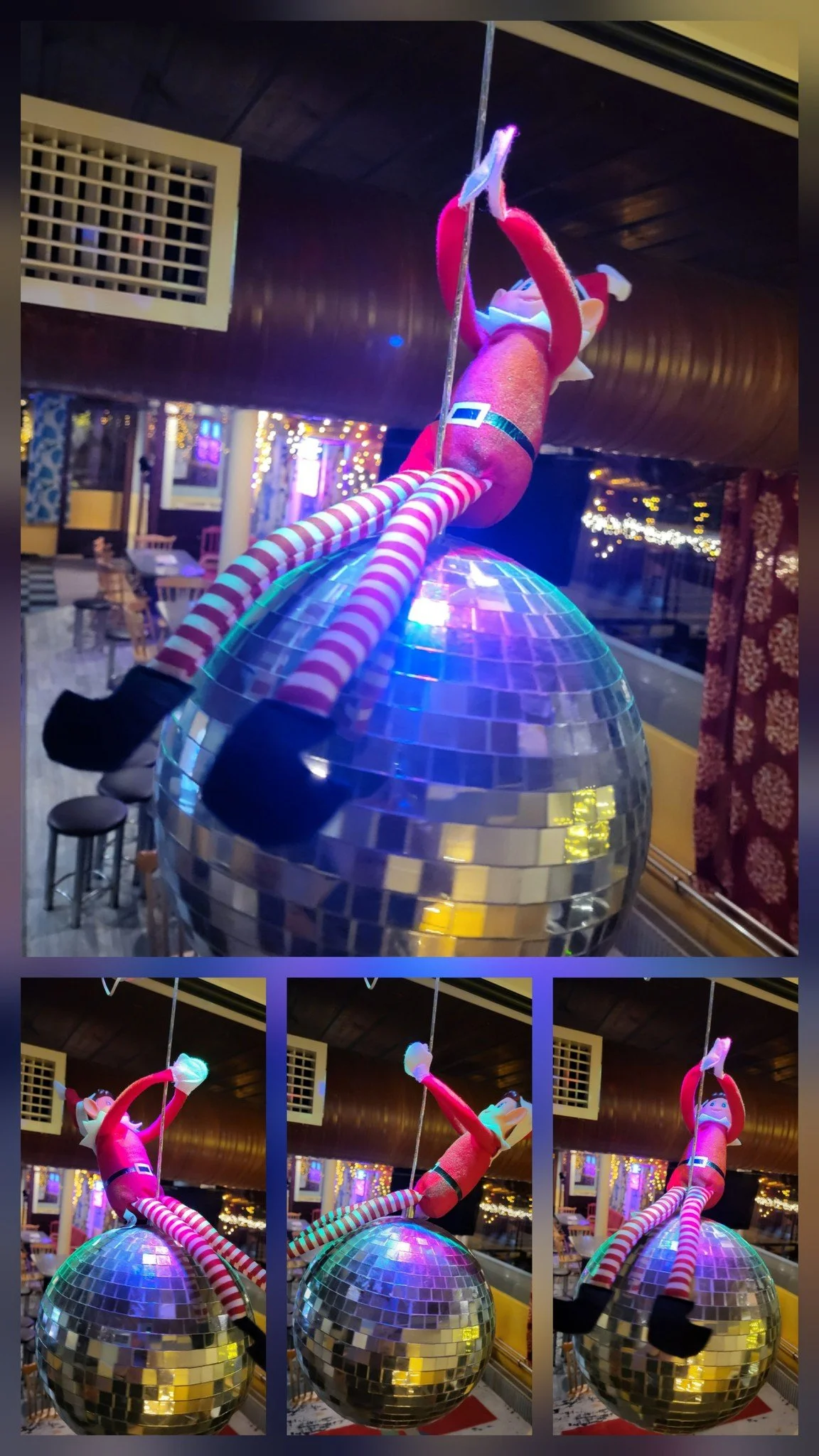 Ja niinh&auml;n se tonttu l&ouml;ytyi discopallon kimpusta t&auml;n&auml;&auml;n 😂 Mit&auml;h&auml;n se huomenna keksiik&auml;&auml;n?