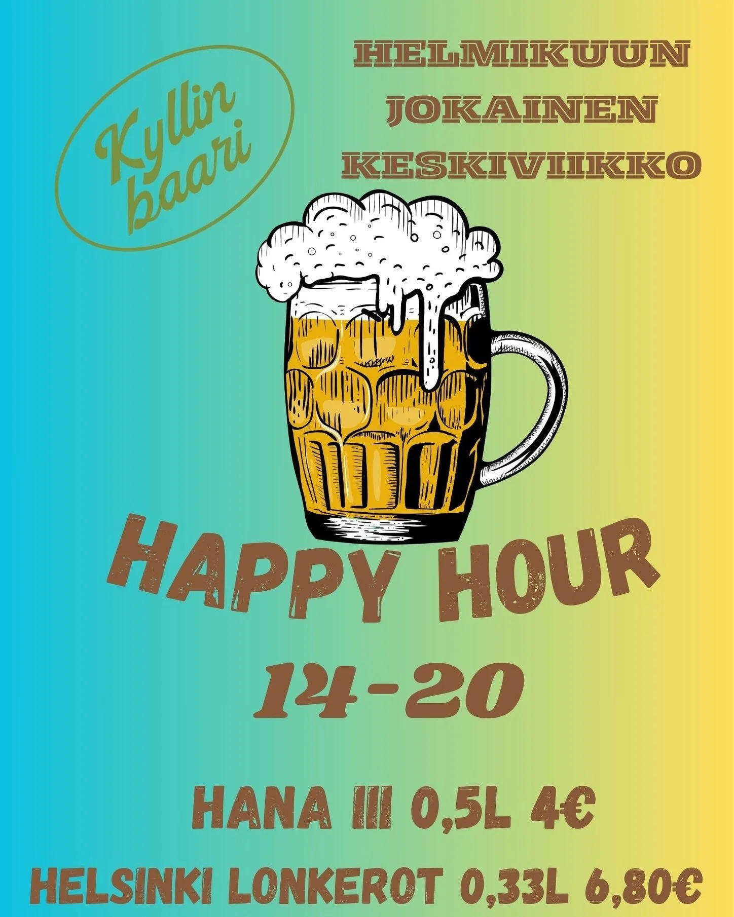 Helmikuun iloiset tunnit vietet&auml;&auml;n t&auml;h&auml;n tahtiin 🤩
N&auml;ill&auml; menn&auml;&auml;n joka ikinen keskiviikko helmikuussa klo 14-20 
Tervetuloa!