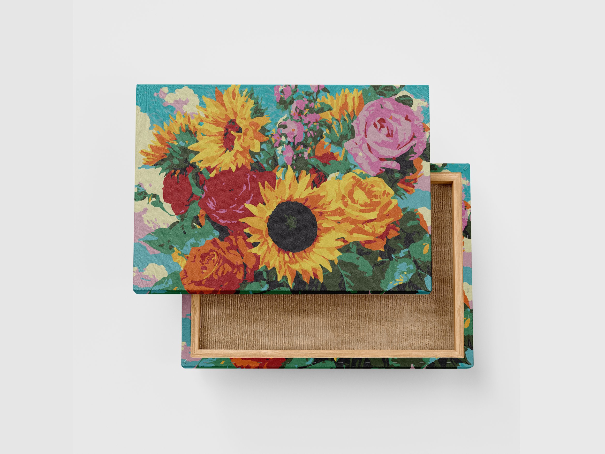 Kit Pintar por Numeros Girasoles y Rosas 35x50cm PNP102