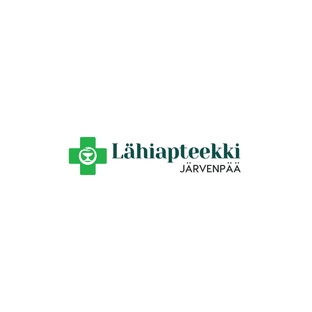 Lähiateekki logo, vihreä lääkealan tunnus sekä teksti "Lähiateekki Järvenpää"